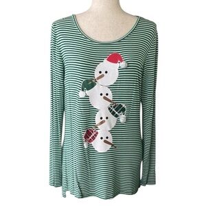 Vintage Rebecca Malone Women’s Snowman Christmas Long Sleeve Top